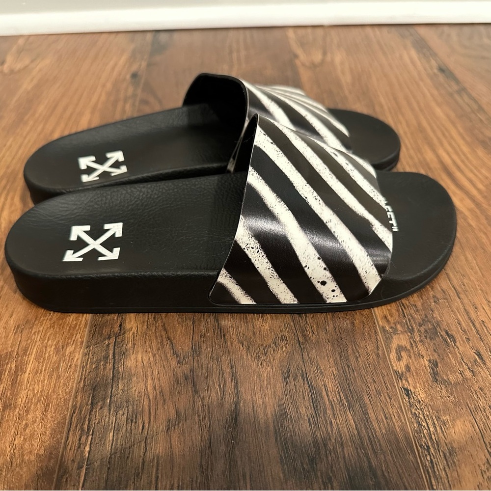 Off-White Black and White Striped Sandals